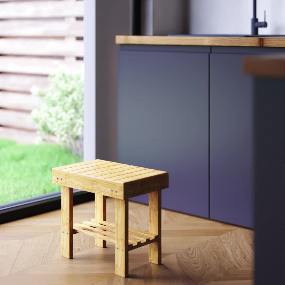 Couchtisch Beistelltisch aus Bambus Duschhocker aus Holz Produktbild-Vorschau 7