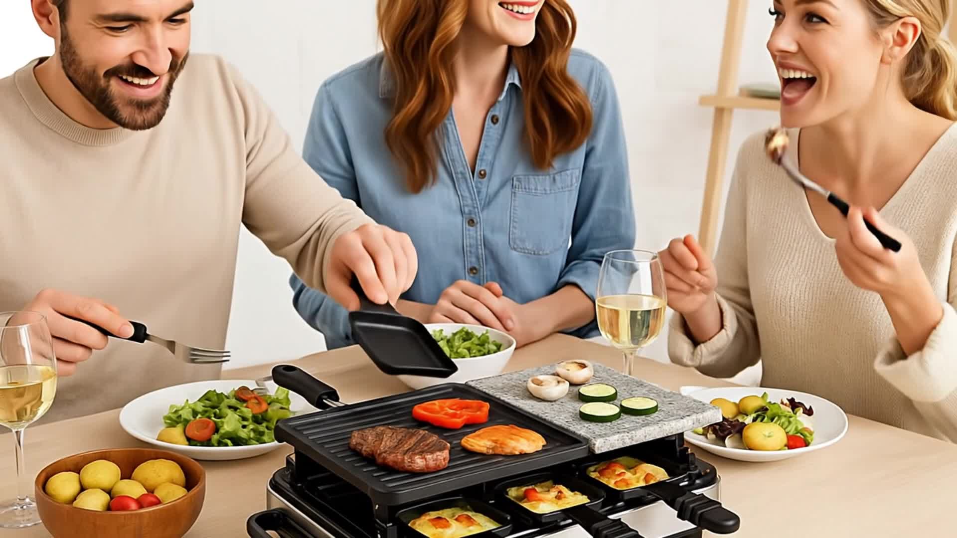 Raclette Set für 8x Personen - Grillplatte & Steinplatte Produktbild-Vorschau 7