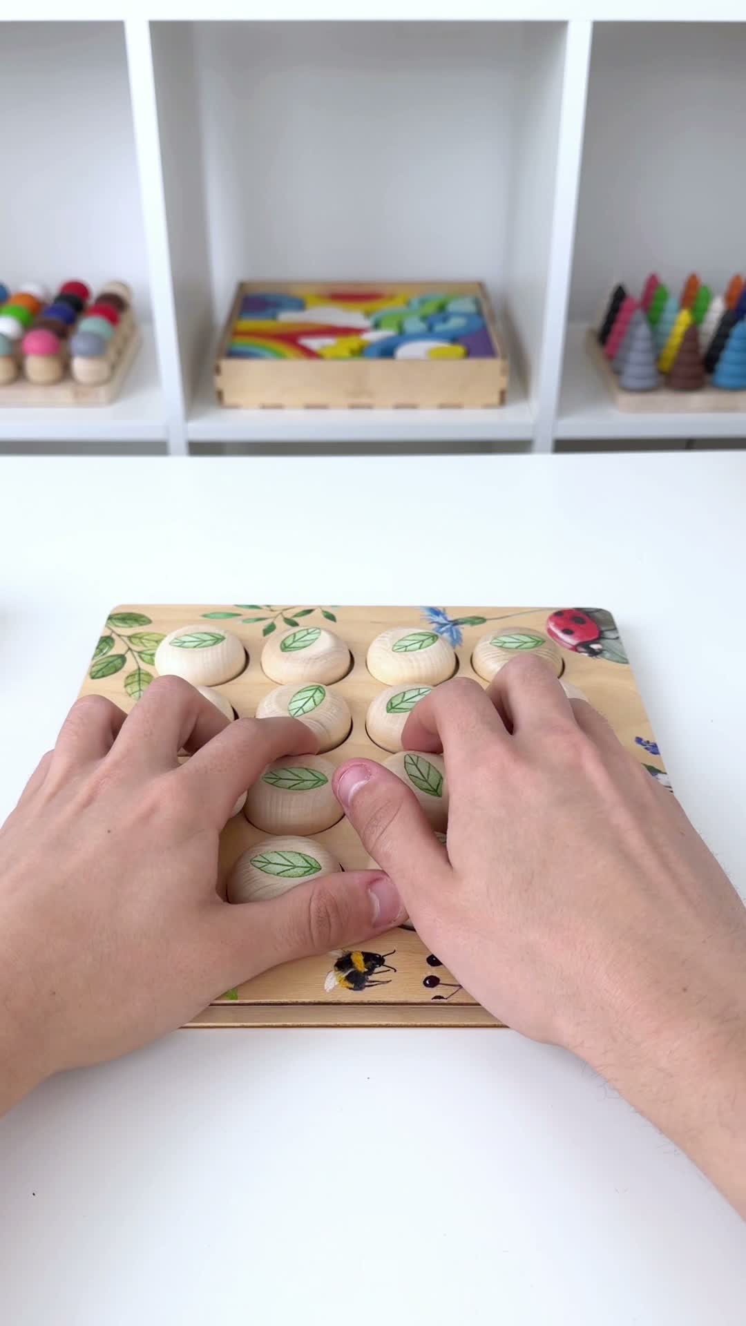 Ulanik Memo-Spiel "Blättchen" – Gedächtnisspiel aus Holz Produktbild-Vorschau 7