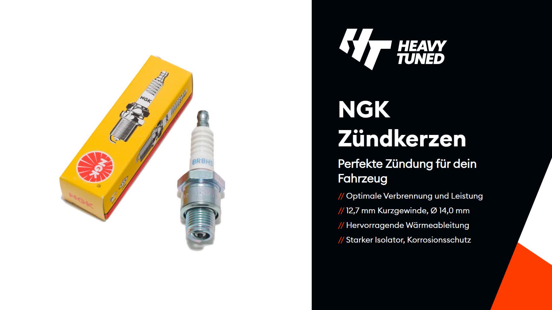NGK Zündkerze BR8HS entstört, 12,7mm Kurzgewinde Ø 14,0mm, Produktbild-Vorschau 3