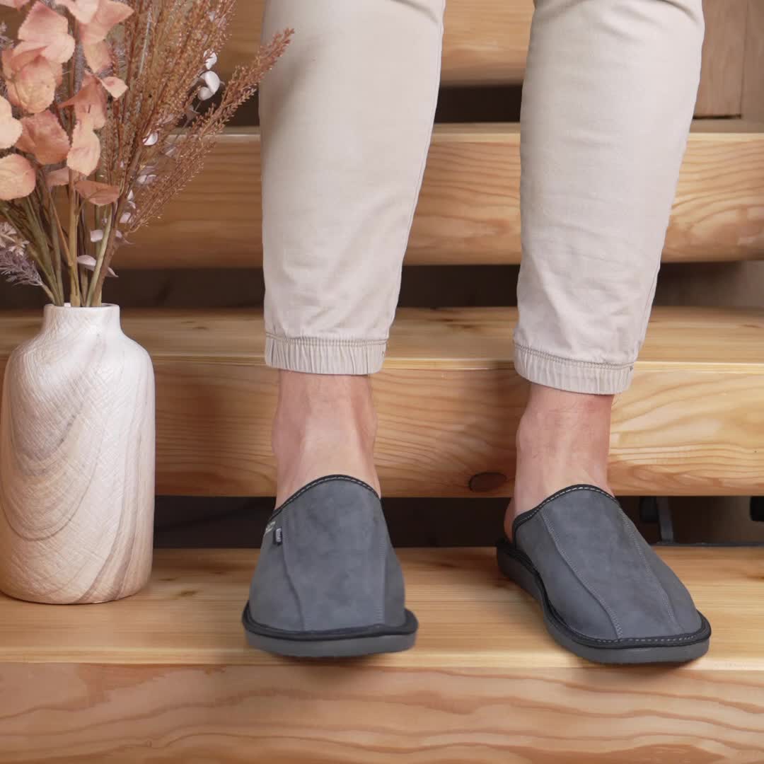 Bosaco-Herren Hausschuhe Leder – Geschlossene Pantoffeln Produktbild-Vorschau 7