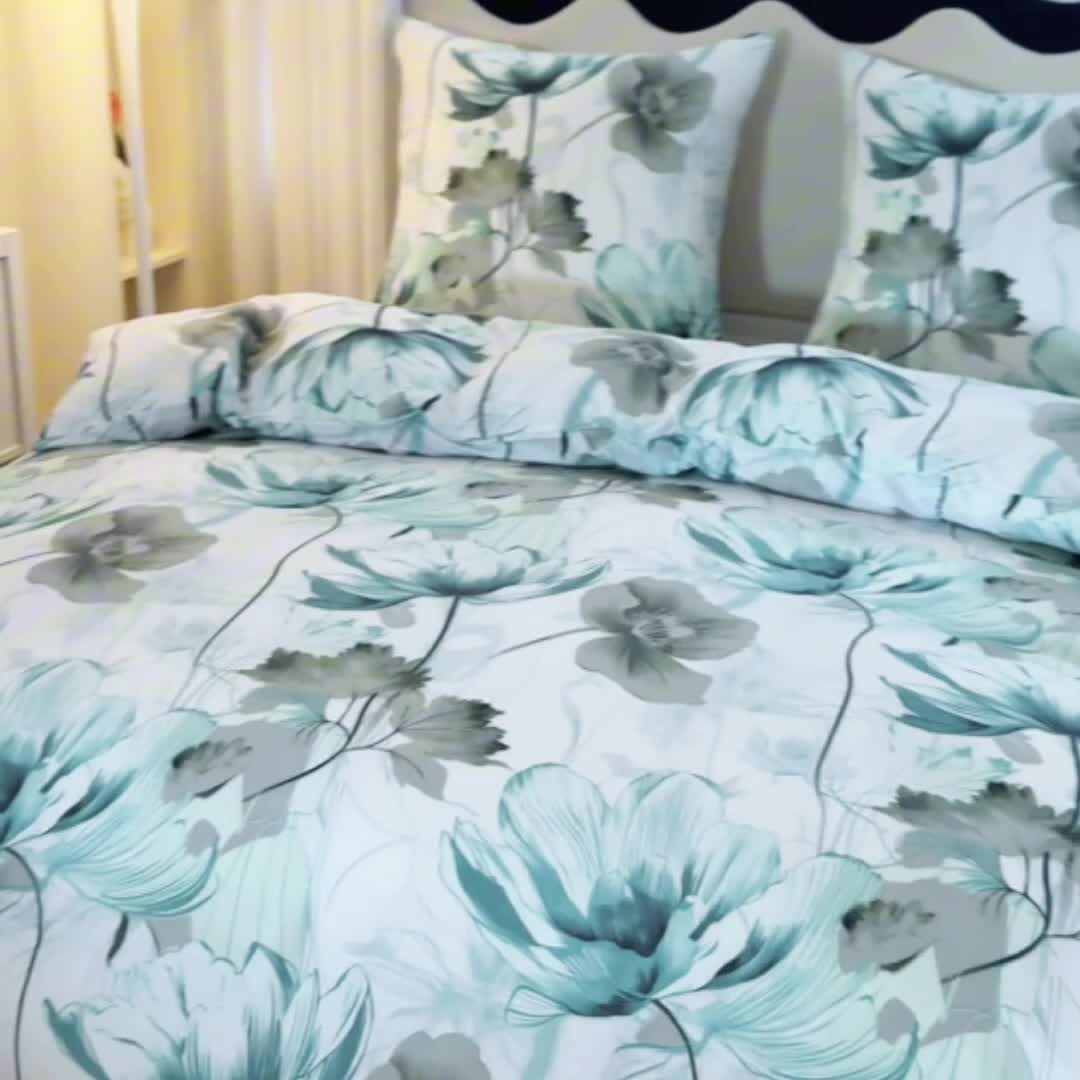 FEBE Bettwäsche Gemalte Blumen Bettbezug-Set 135x200 + Produktbild-Vorschau 7