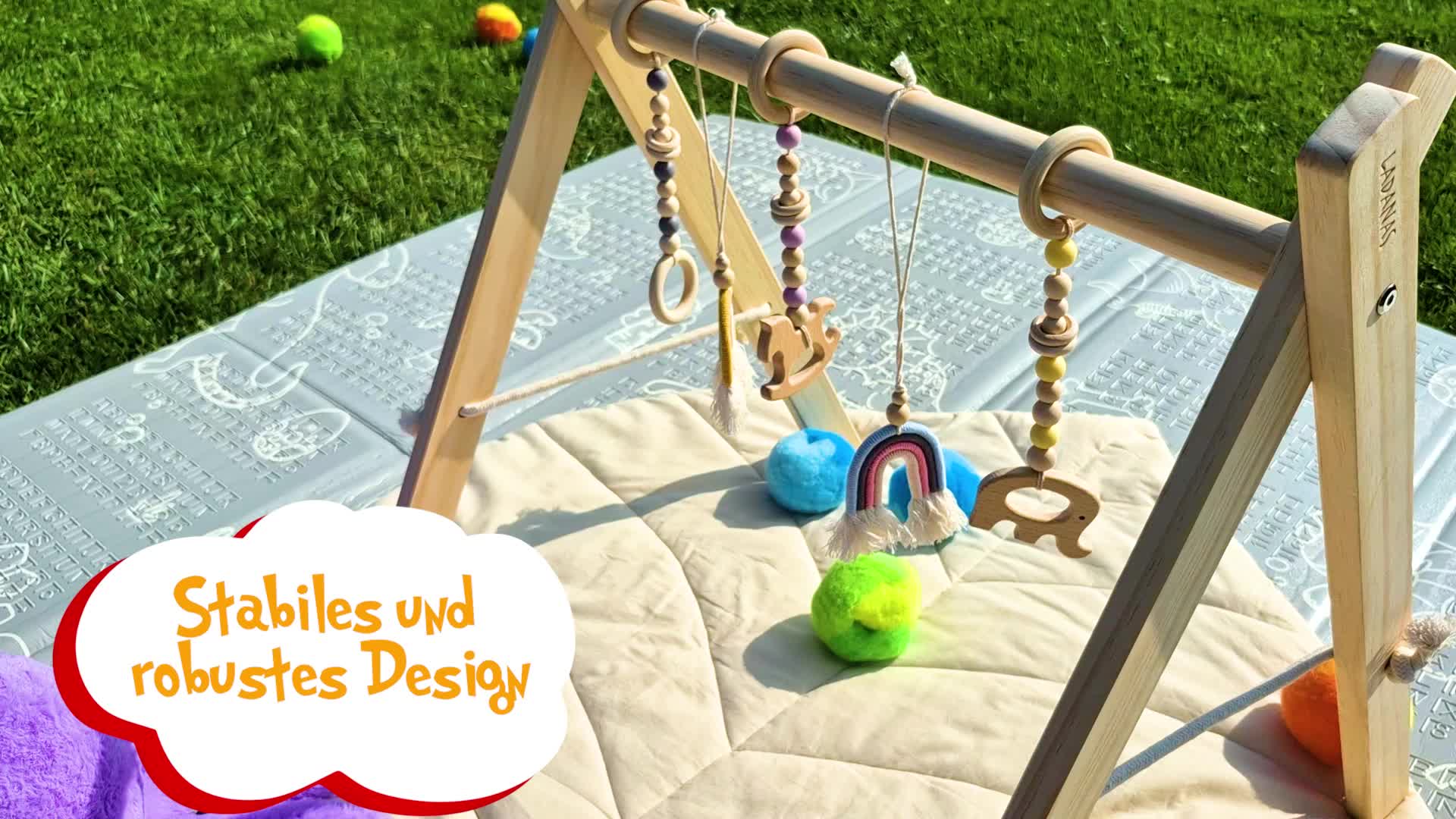 Ladanas Spielbogen Baby Holz inkl. 5 Spielzeugen – Stabiler Produktbild-Vorschau 7