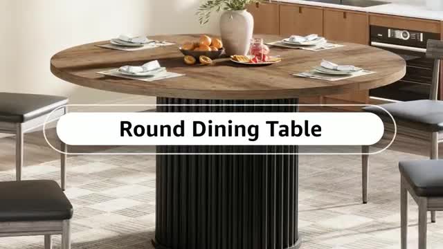 Tribesigns Esstisch Rund, 120cm Esstisch Schwarz für 4 Produktbild-Vorschau 7