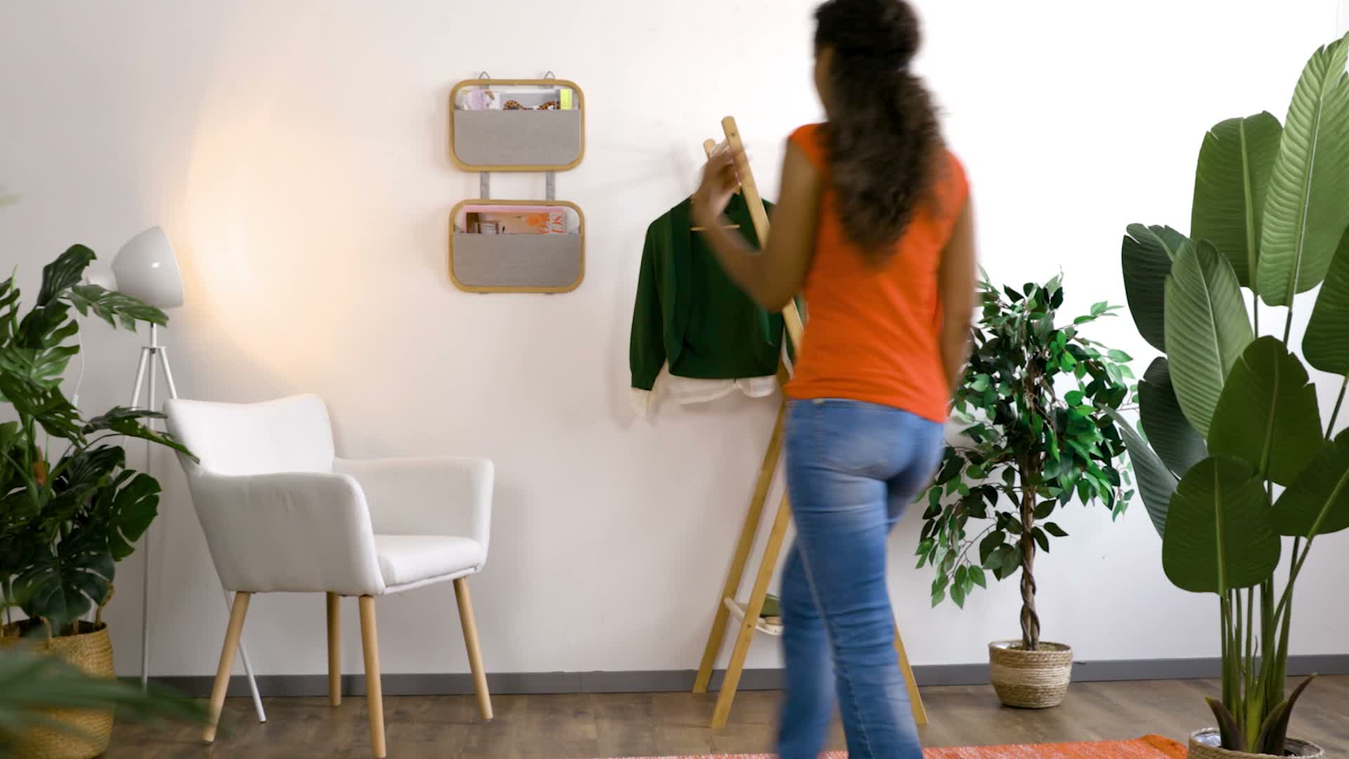 Relaxdays Kleiderständer aus Bambus, HxBxT:155,5x50x57,5cm, Produktbild-Vorschau 7