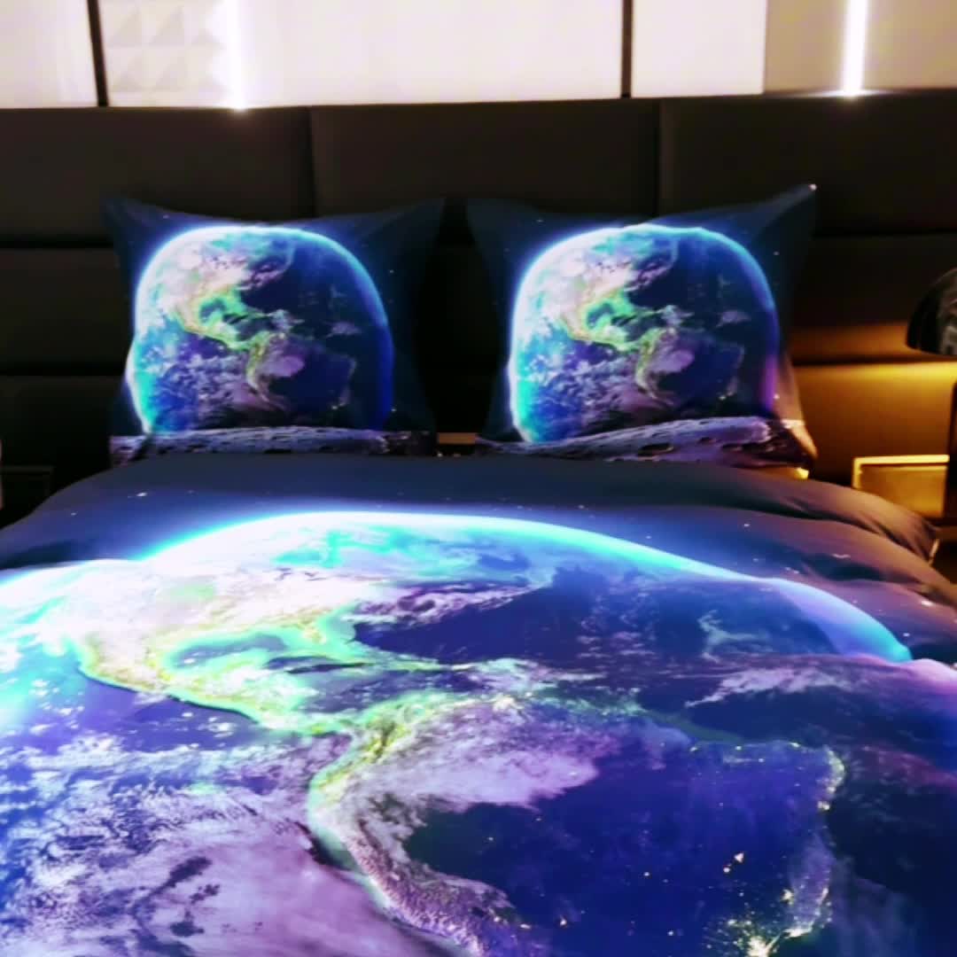 FEBE 3D Bettwäsche Galaxis Bettbezug-Set Weltraum 135x200 + Produktbild-Vorschau 6