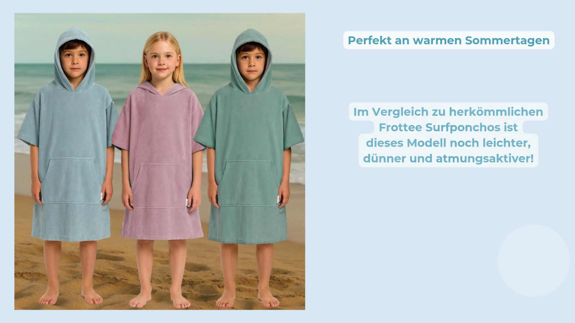 CalmyBEACH Leicht Frottee Badeponcho Kinder - Mädchen Produktbild-Vorschau 7