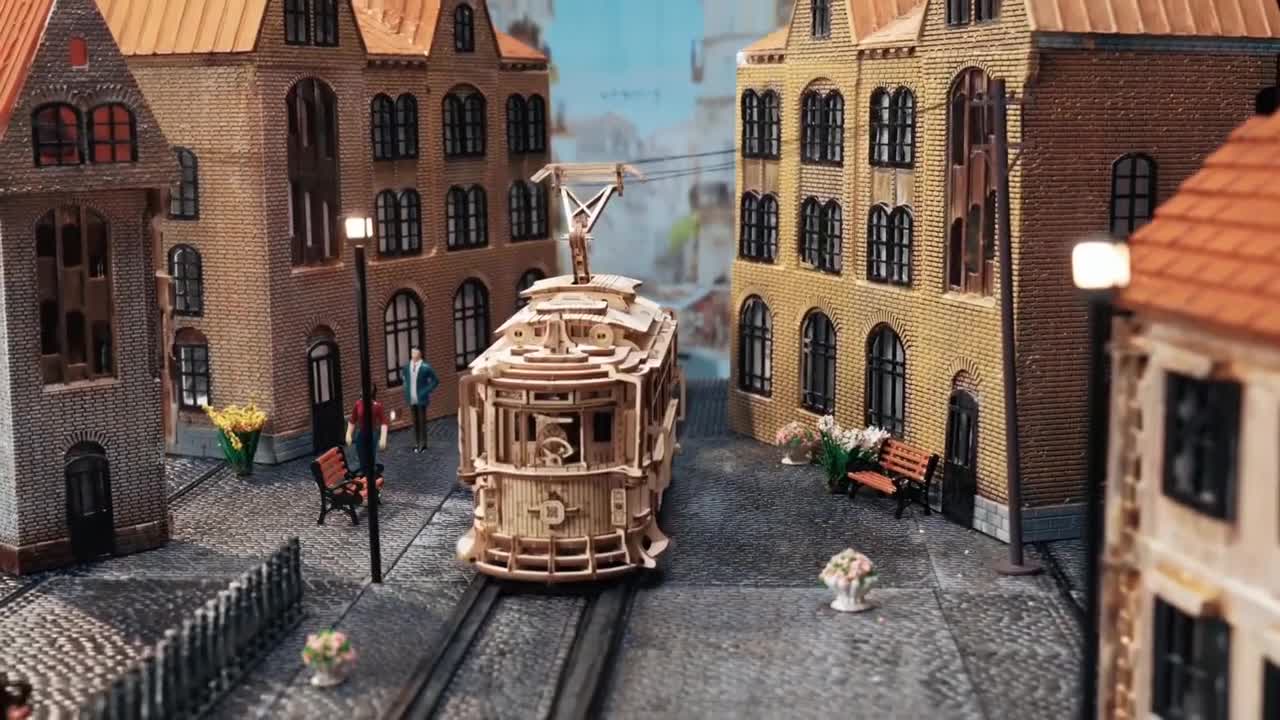 RoboTime 3D mechanisches Holzpuzzle Straßenbahn Produktbild-Vorschau 7