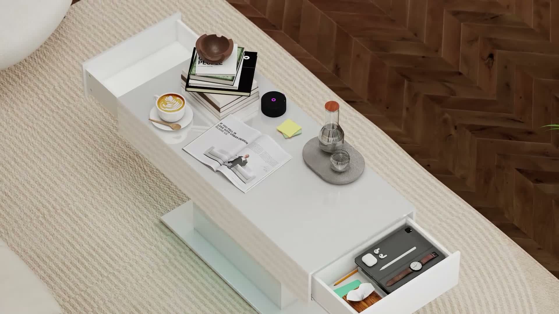 HOMCOM Couchtisch Wohnzimmertisch mit LED Beleuchtung, für Produktbild-Vorschau 7