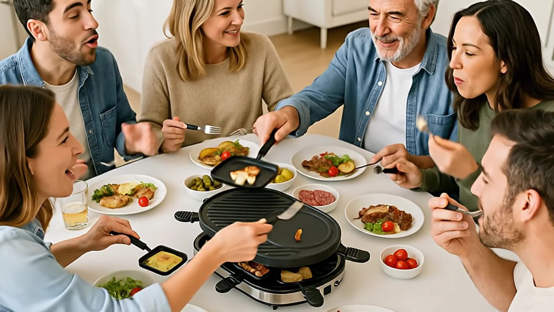 8 Personen Set Raclette Grill oval - Mit Grillplatte & Produktbild-Vorschau 7