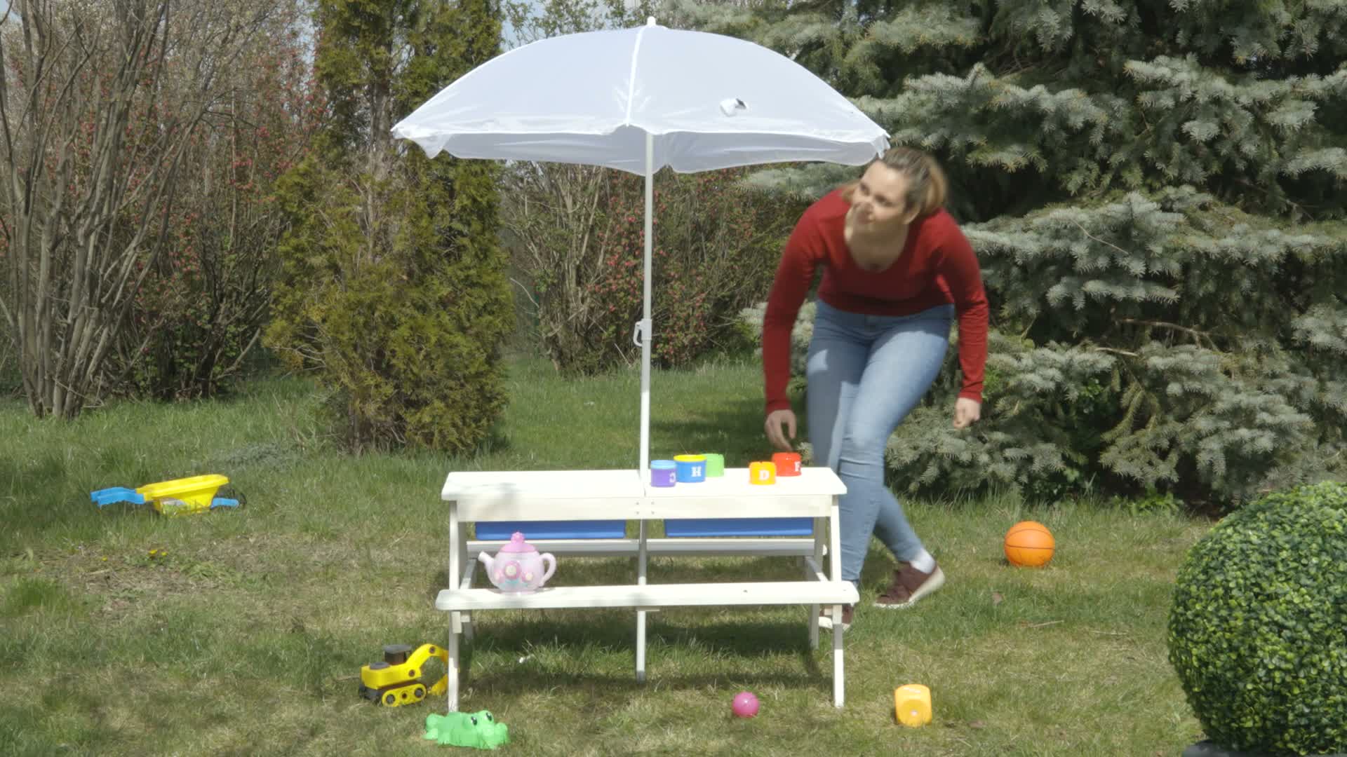 Relaxdays Kindersitzgruppe für draußen, Garten Picknickbank Produktbild-Vorschau 7