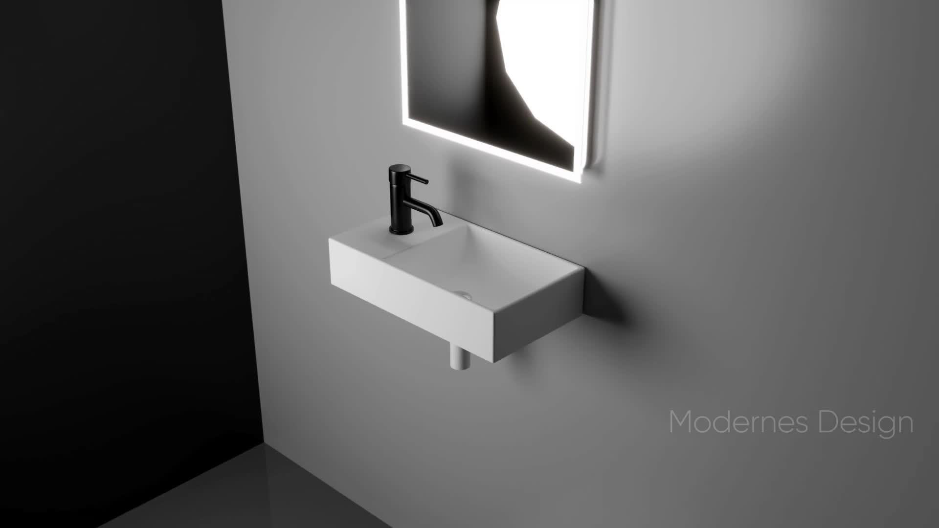 Alpenberger Kleines Waschbecken Eckig | Hängewaschbecken WC Produktbild-Vorschau 6