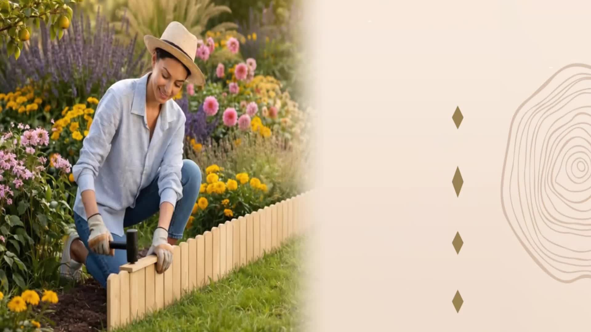 Floranica Bordure de Jardin en bois 30 x 200 cm Argent Voir les images du produit 7