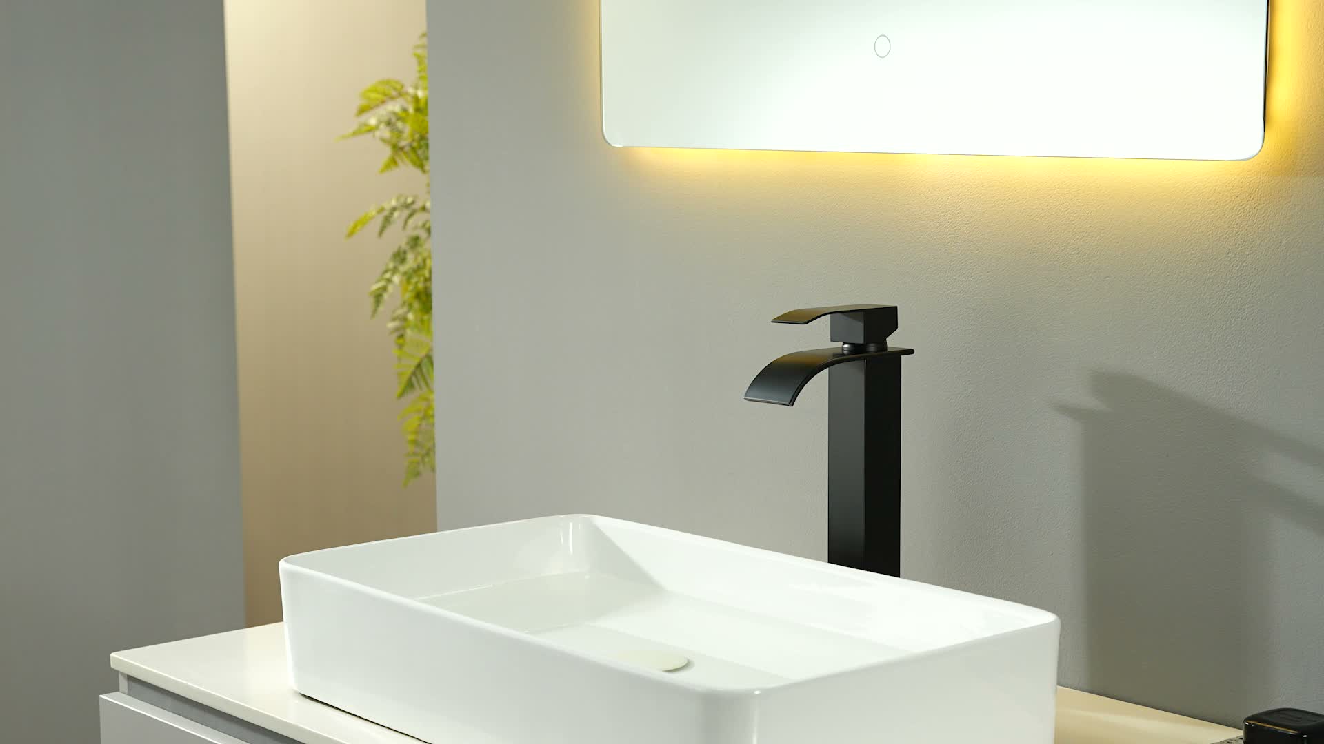 Wasserfall Waschtischarmatur Hoch, 304 Edelstahl Schwarz, Produktbild-Vorschau 7