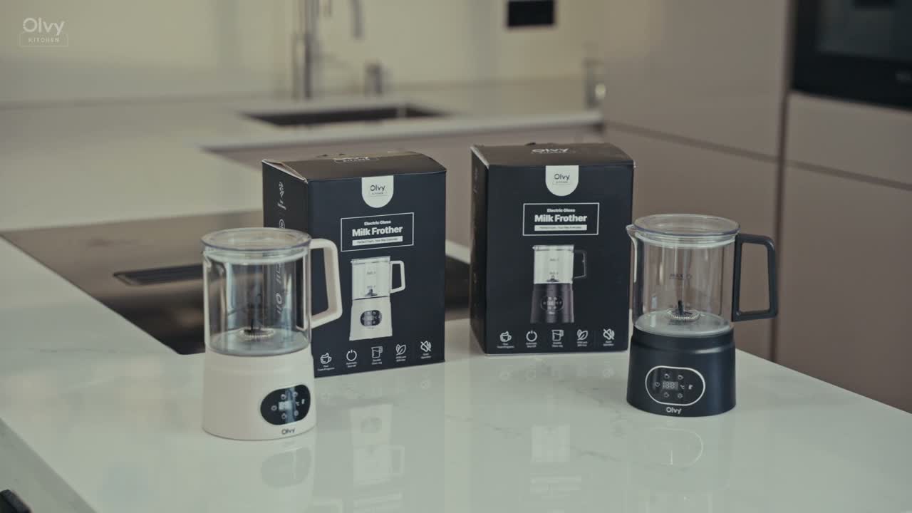 Elektrický pěnový mlékař Olvy ze skla, 4 v 1, 500 W, s Náhled obrázku produktu 7