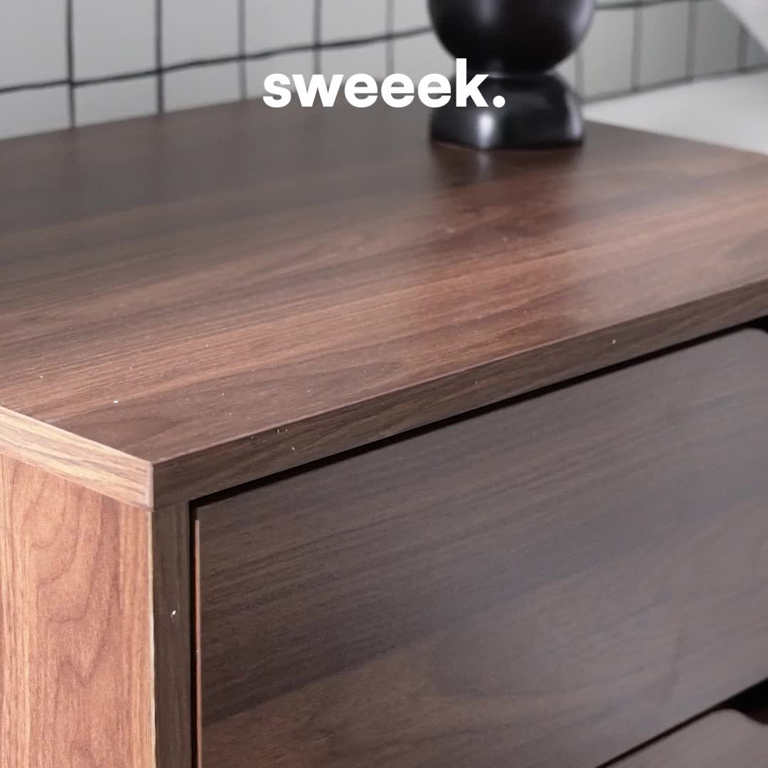 sweeek - Nachttisch mit Holzdekor, nussbaumfarben, 2 Produktbild-Vorschau 7