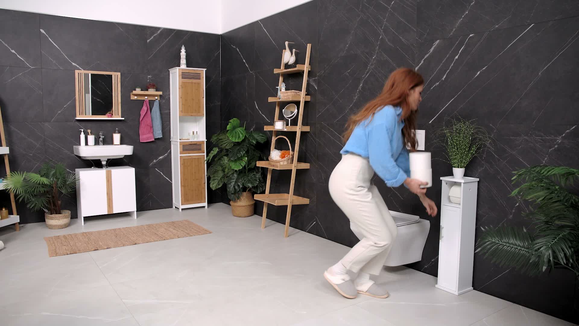 Relaxdays Toilettenpapierhalter stehend, 2 Fächer, Produktbild-Vorschau 7