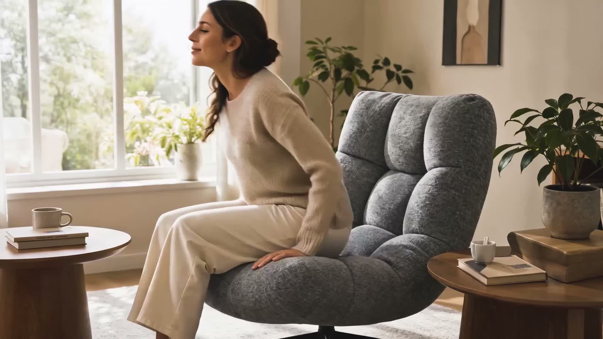 HOMCOM Sessel Drehbar Loungesessel mit Breiter Sitzfläche Produktbild-Vorschau 7