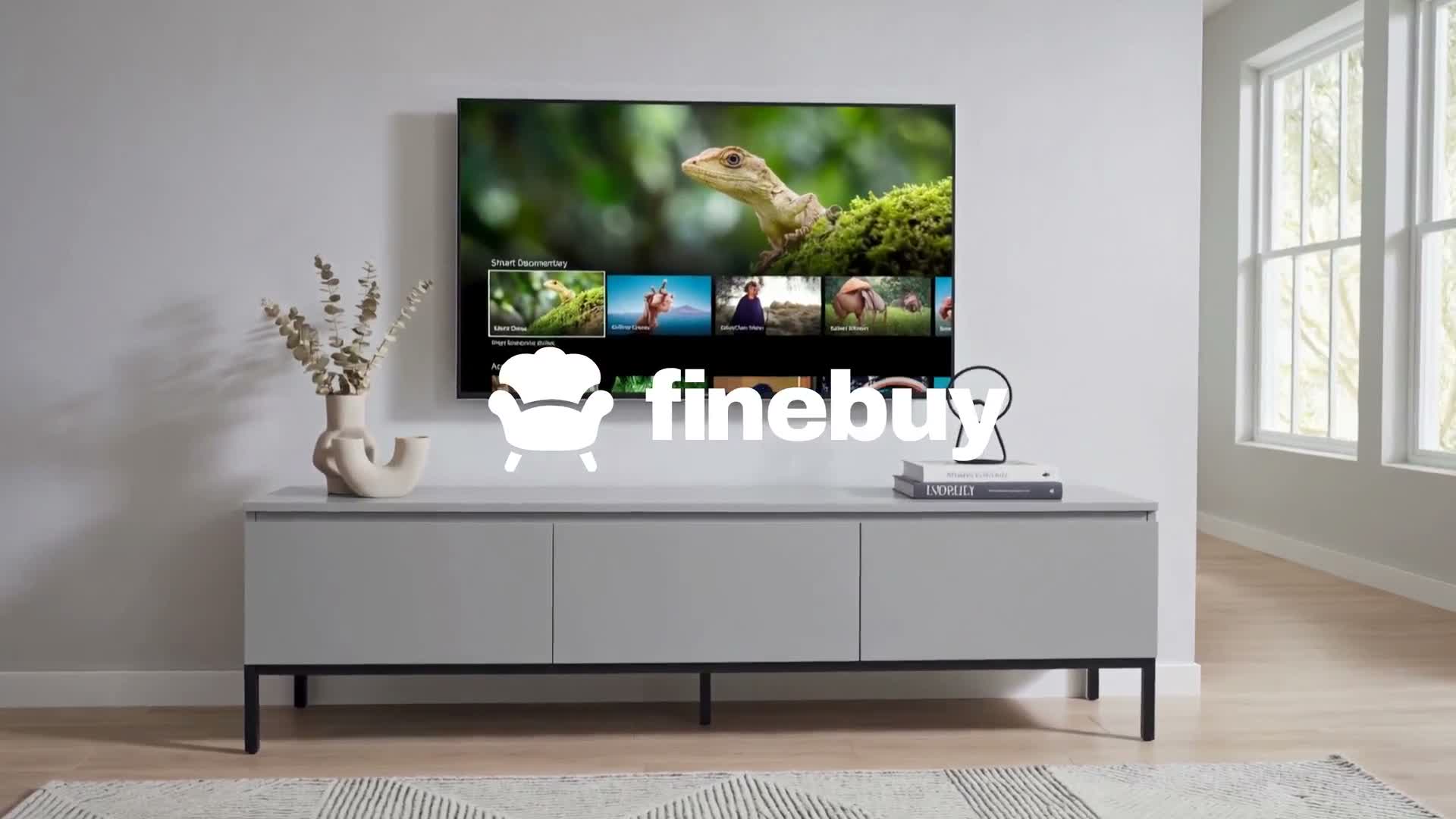FineBuy Lowboard 150cm TV Kommode Grau Rechteckig mit 3 Produktbild-Vorschau 6