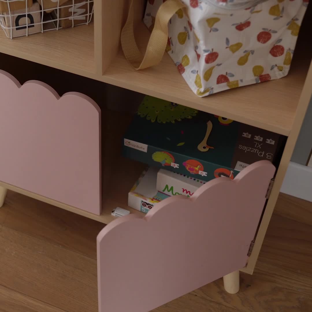Biblioteca per bambini in legno di pino 2 porte e 4 Anteprima dell’immagine prodotto 7