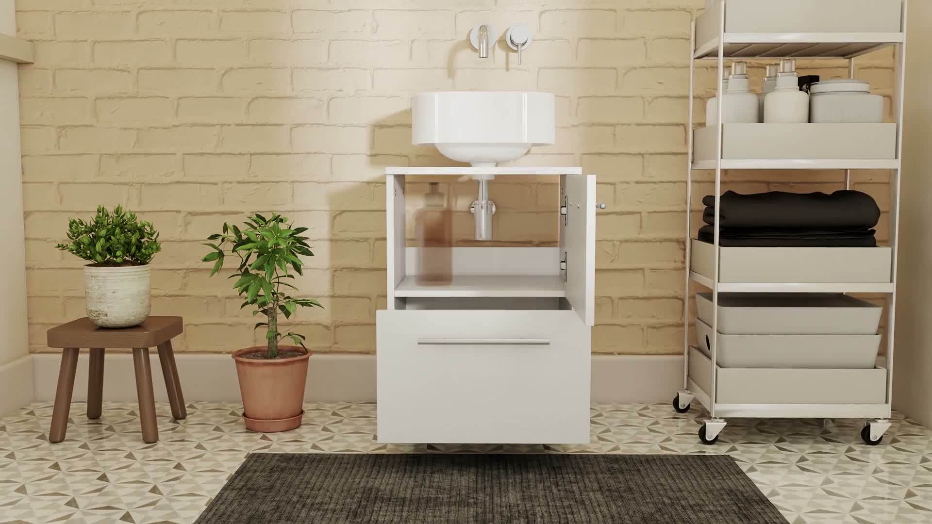 HOMCOM Waschbeckenunterschrank Unterschrank mit Produktbild-Vorschau 7