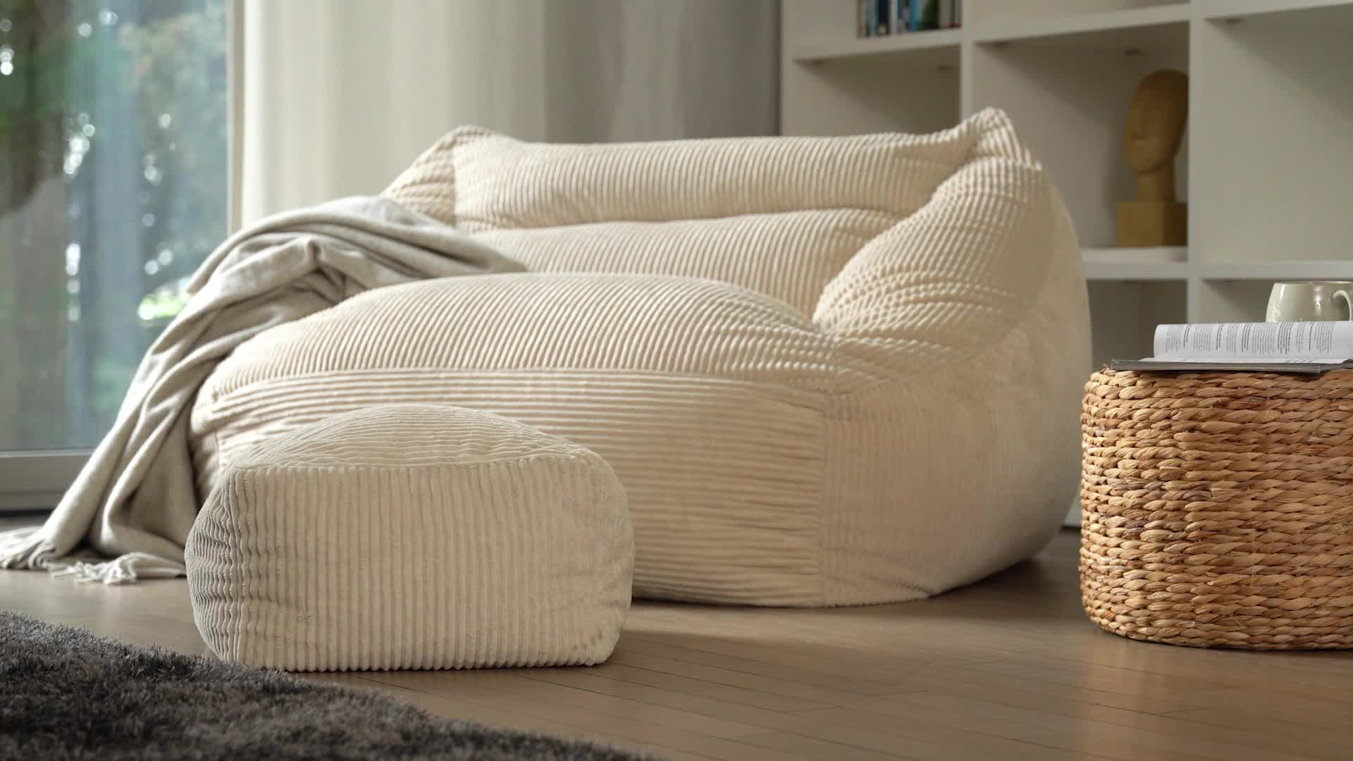 HOME DELUXE - Sitzsack COZY mit Hocker - Stoff: Samt Cord, Produktbild-Vorschau 7