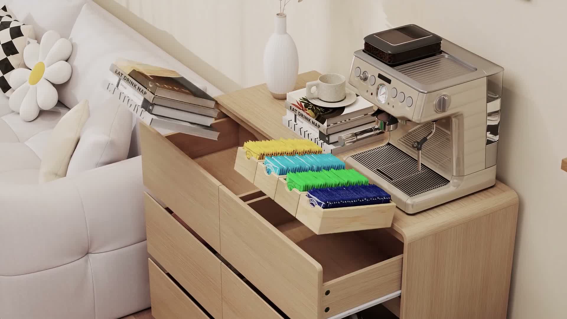 HOMCOM Sideboard, Kommode mit 6 Schubladen, 100 cm Produktbild-Vorschau 7