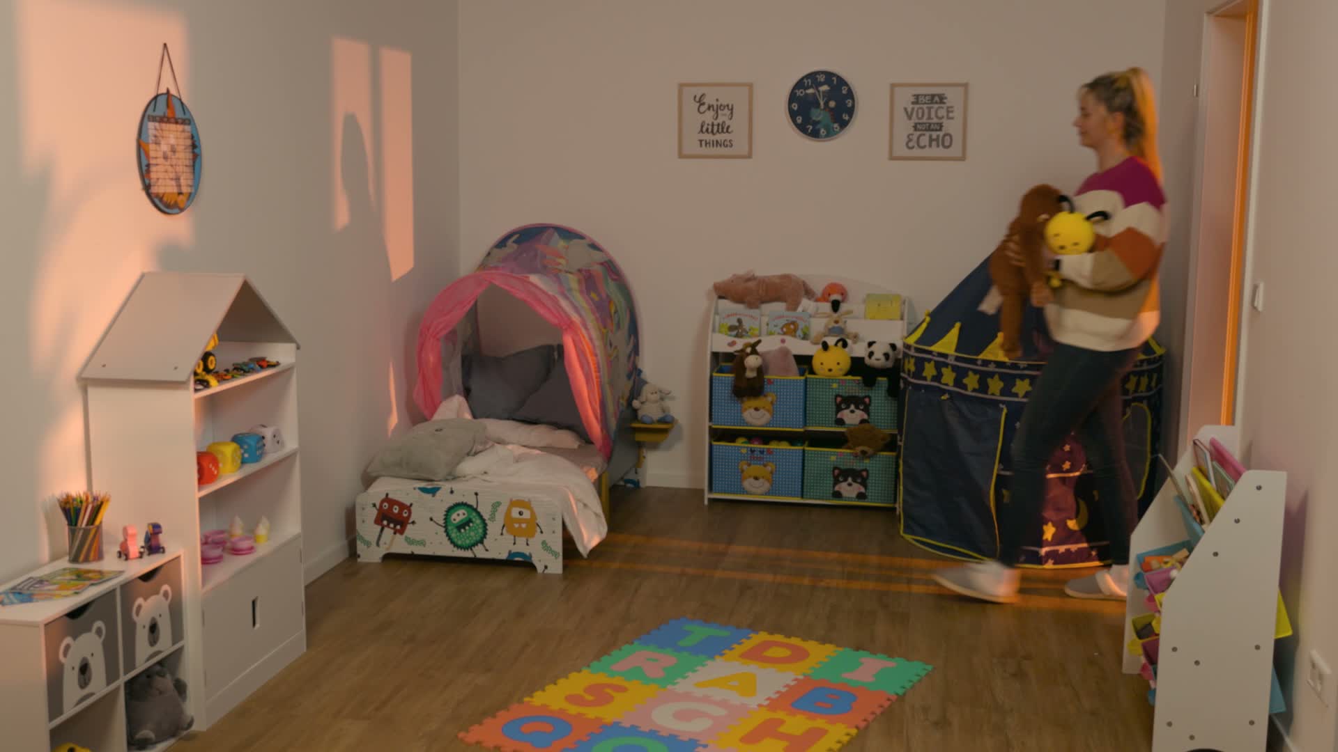 Relaxdays Bettzelt Kinder, BxT: 220x79 cm, Weltall-Design, Produktbild-Vorschau 7