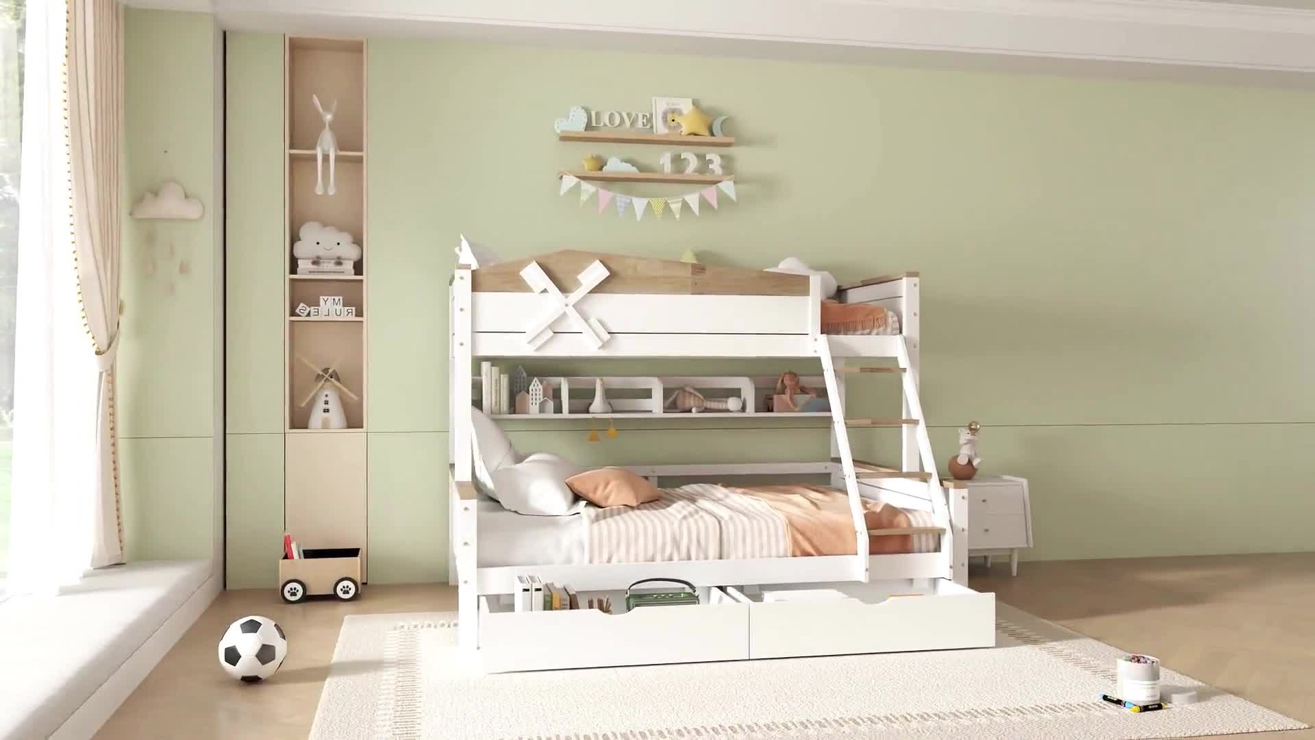 Flieks Etagenbett 90x200cm/140x200cm mit Windrad, Hochbett Produktbild-Vorschau 7