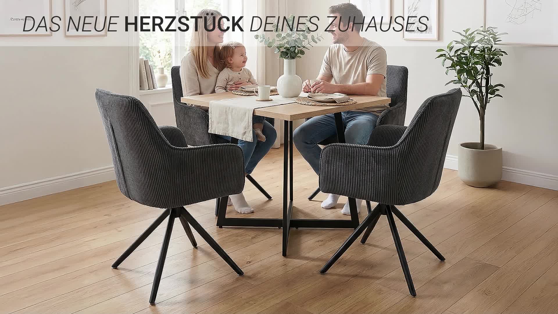 Homestyle4u Esstisch 80x80 cm Eiche Metall Schwarz Produktbild-Vorschau 7
