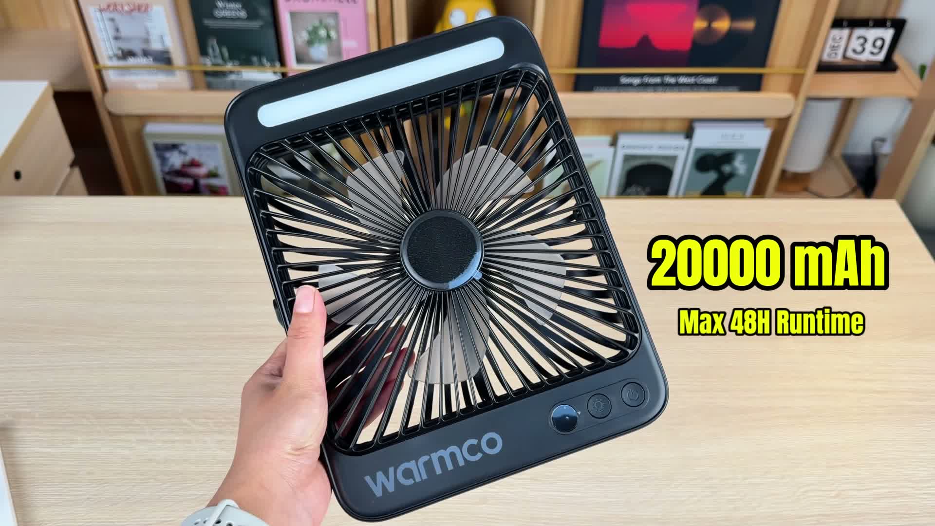 Warmco D4 Akku Camping Ventilator 20000mAh, LED-Lampe, 48 Produktbild-Vorschau 7