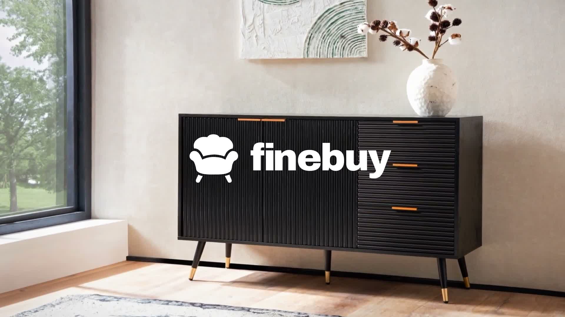FineBuy Sideboard 120x80x40 cm Anrichte Schwarz mit Produktbild-Vorschau 7