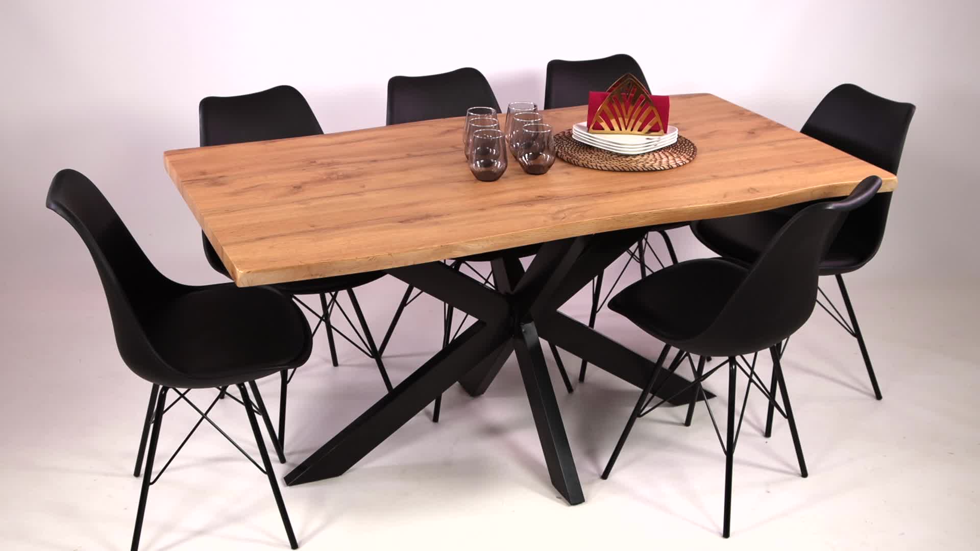 Esstisch 160x85 cm Baumkante Holz Wildeiche-Optik Produktbild-Vorschau 7