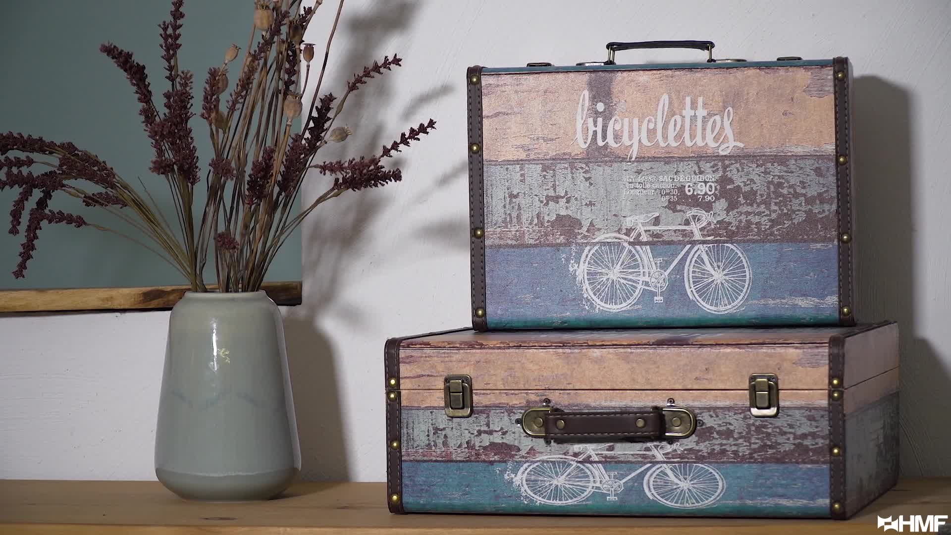 HMF Deko Koffer aus Holz mit Deckel und Ledergriff, Produktbild-Vorschau 7