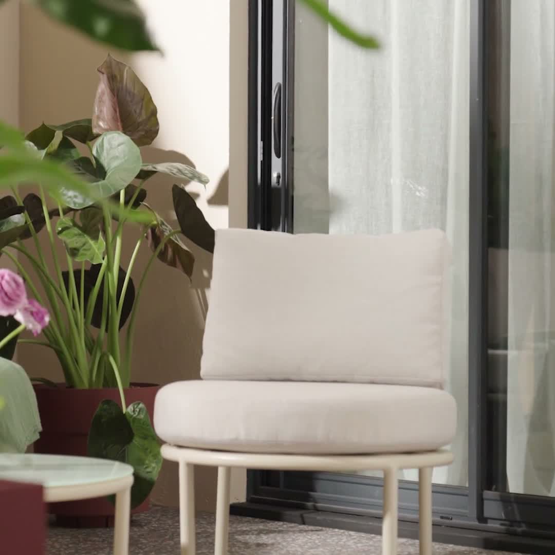Salotto da giardino in alluminio e tessuto, 4 posti, Beige Anteprima dell’immagine prodotto 7