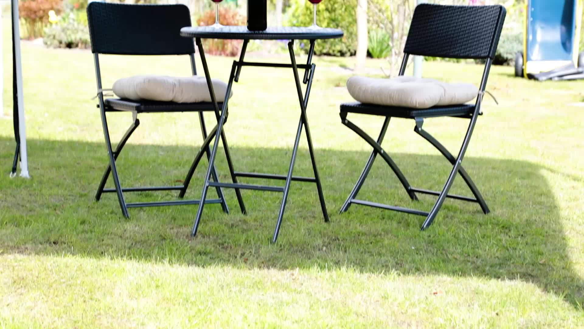 Relaxdays Gartenmöbel Set Bastian, klappbar, 3-teilig, Produktbild-Vorschau 7