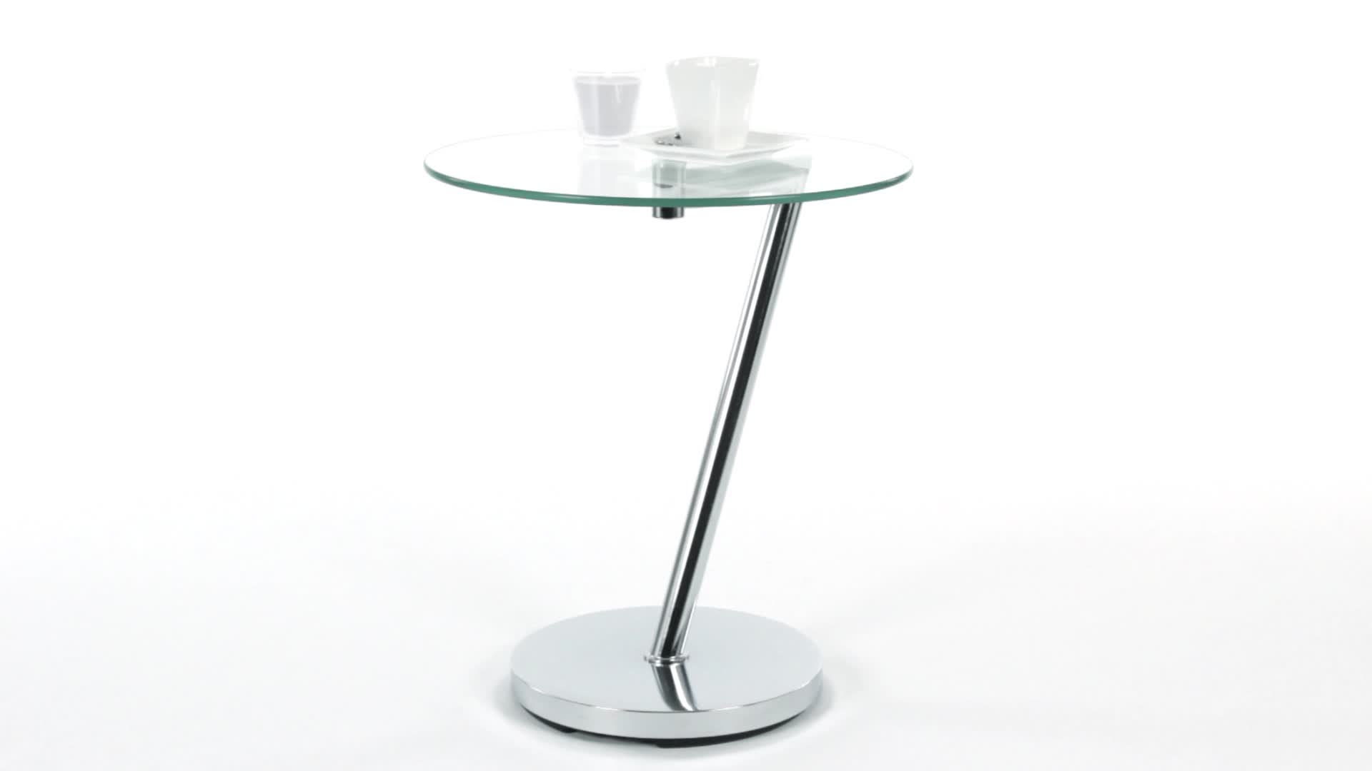 Relaxdays Kaffeetisch Glas u. Chrom, runder Beistelltisch Produktbild-Vorschau 7