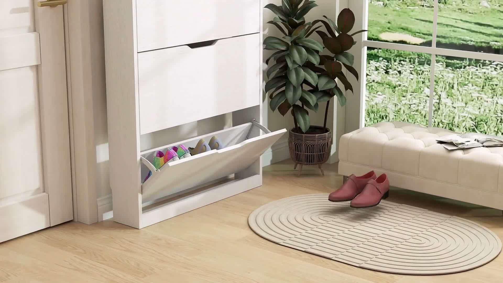 HOMCOM Schuhschrank mit 3 Klappen, Schuhregal, Schuhkipper Produktbild-Vorschau 7