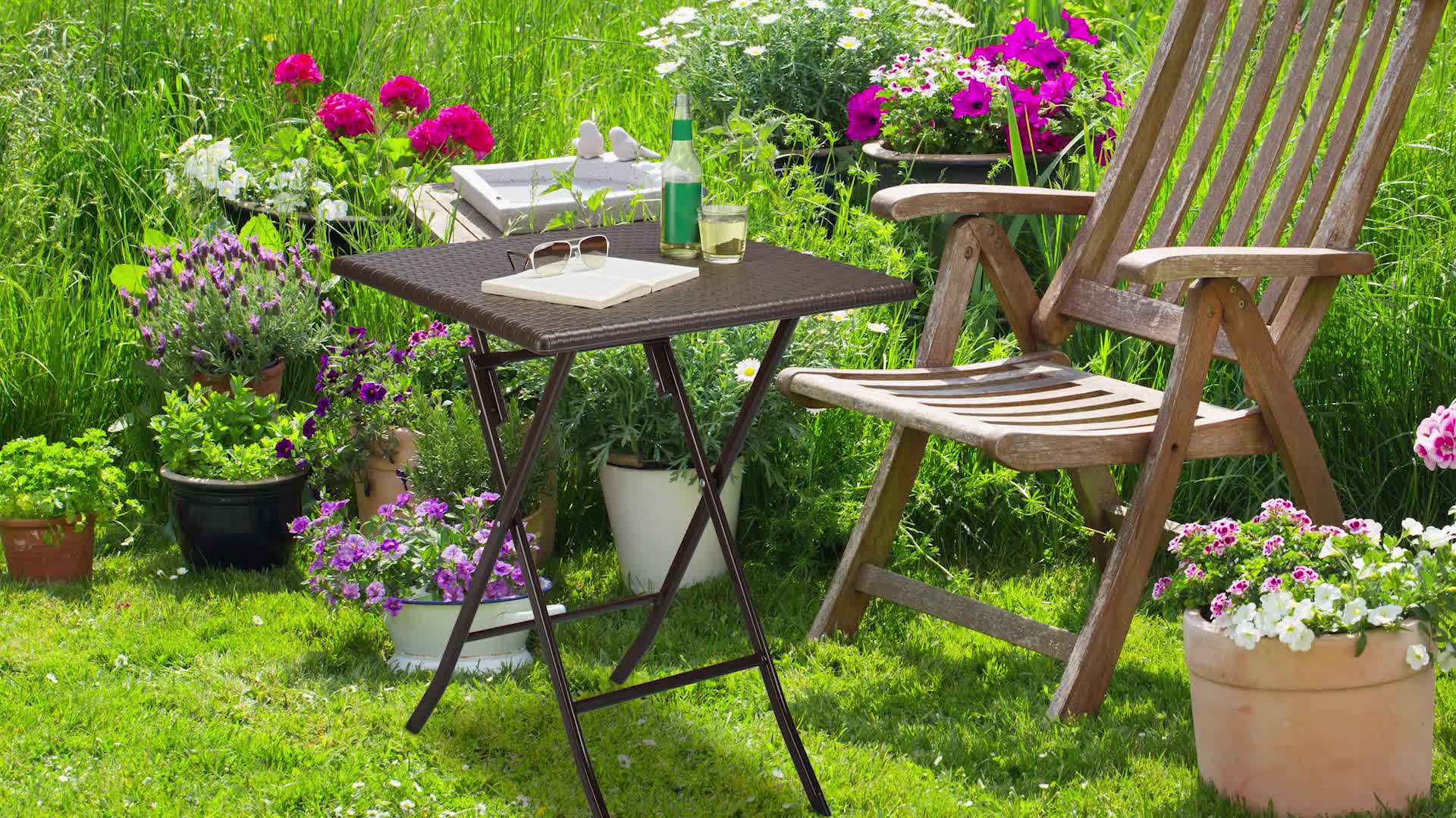 Relaxdays Gartentisch klappbar BASTIAN, rund H x B x T: 74 Produktbild-Vorschau 7
