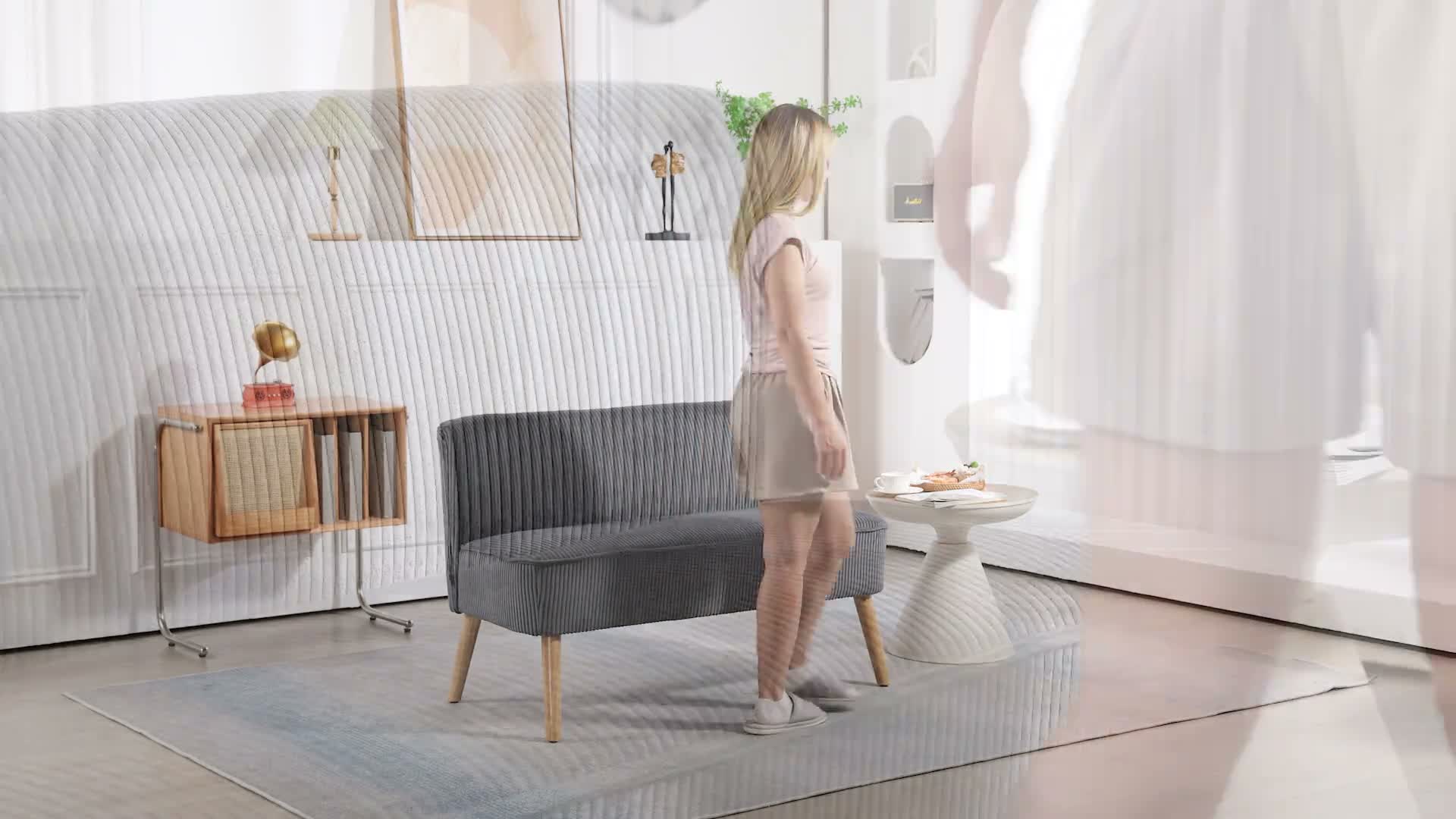 HOMCOM 2 Sitzer Sofa, Gepolsterte Couch mit Kordoptik, Produktbild-Vorschau 7
