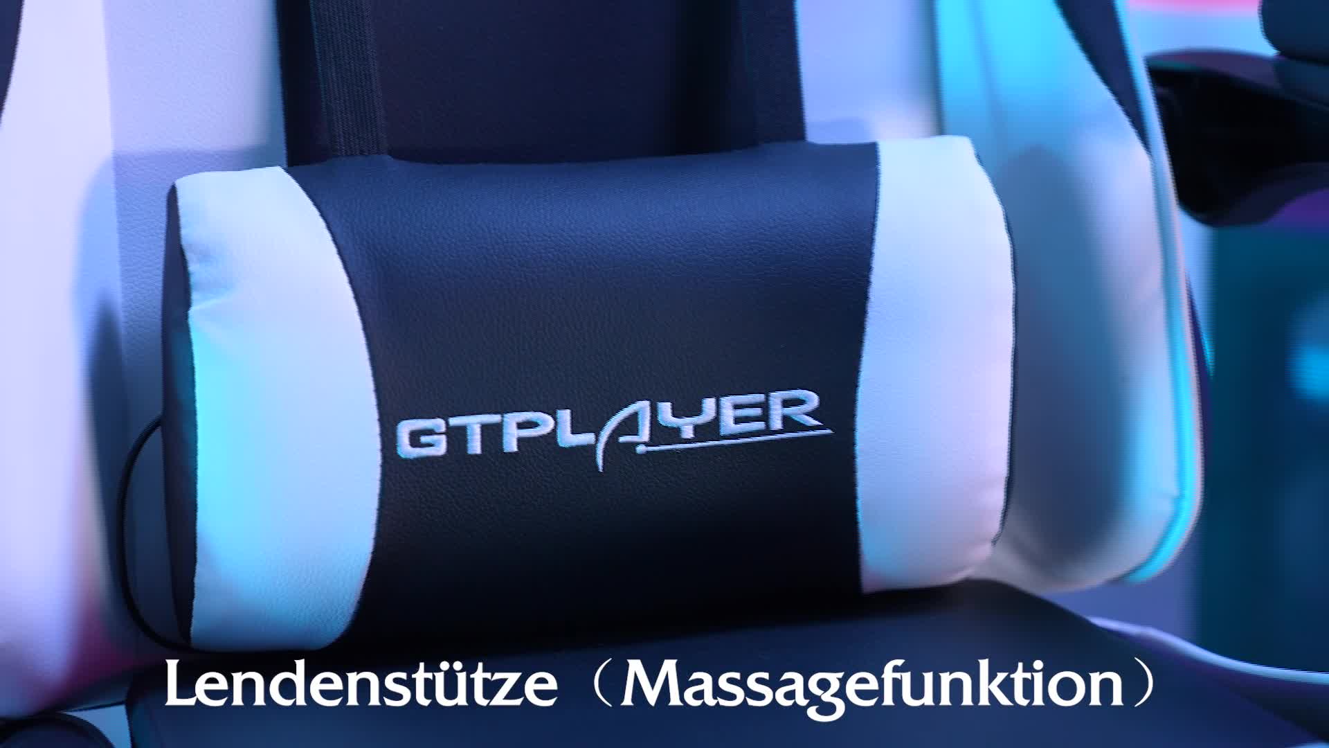 GTPLAYER Herní židle s podnožkou a masážním bederním Náhled obrázku produktu 7
