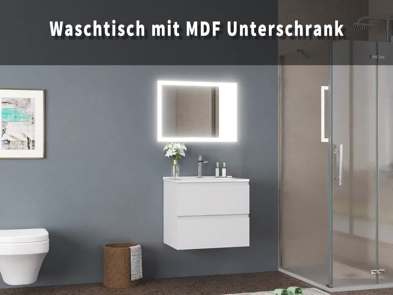 Waschtisch mit Unterschrank 60cm Alast Badmöbel Set Eiche Produktbild-Vorschau 7