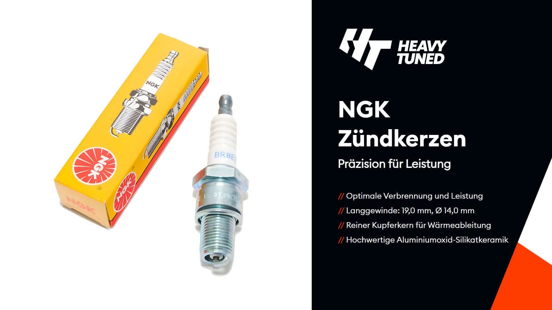 NGK Zündkerze BR8ES entstört, 19,0mm Langgewinde Ø 14,0mm, Produktbild-Vorschau 3