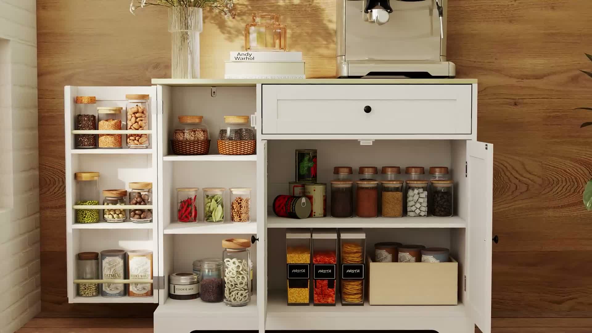 HOMCOM Sideboard Küchenschrank mit Schublade, 3 Türen, Produktbild-Vorschau 7