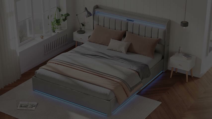 INONEFT Polsterbett Boxspringbett 160x200 cm mit LED & USB Produktbild-Vorschau 7