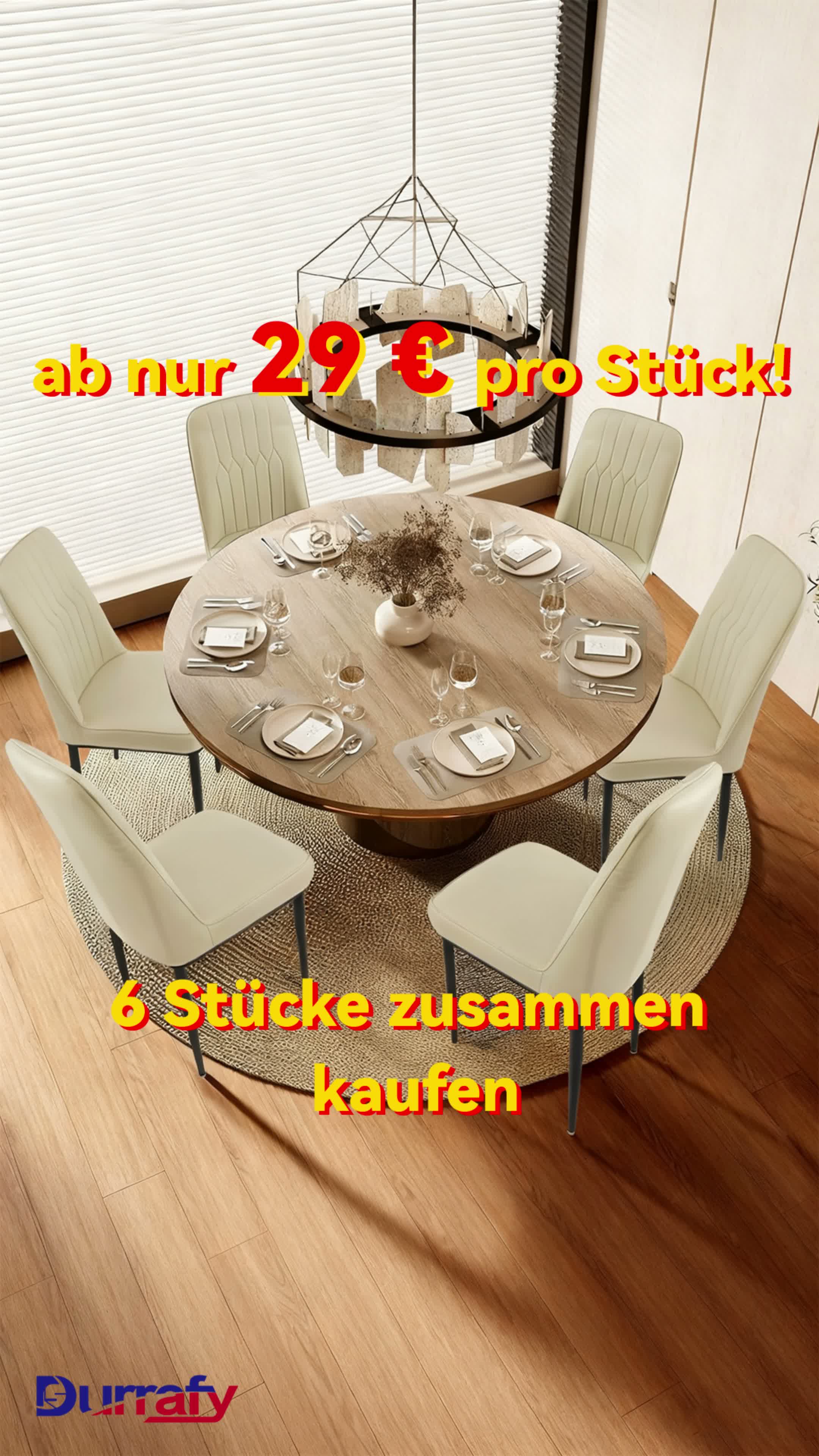 Esszimmerstühle 6er Set Beige – Samt Polsterstühle mit Produktbild-Vorschau 7