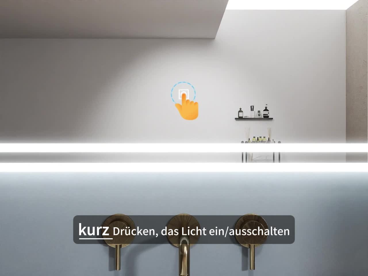 Badspiegel mit Beleuchtung 90×70cm Wandschalter Touch Produktbild-Vorschau 7