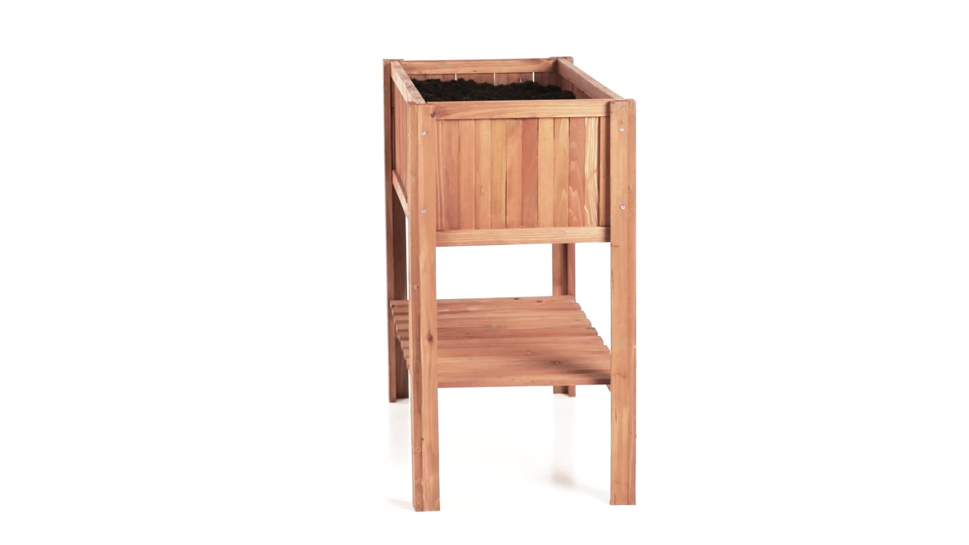 Relaxdays Hochbeet, Tannenholz, Ablagefach, 4 Beine, Produktbild-Vorschau 7