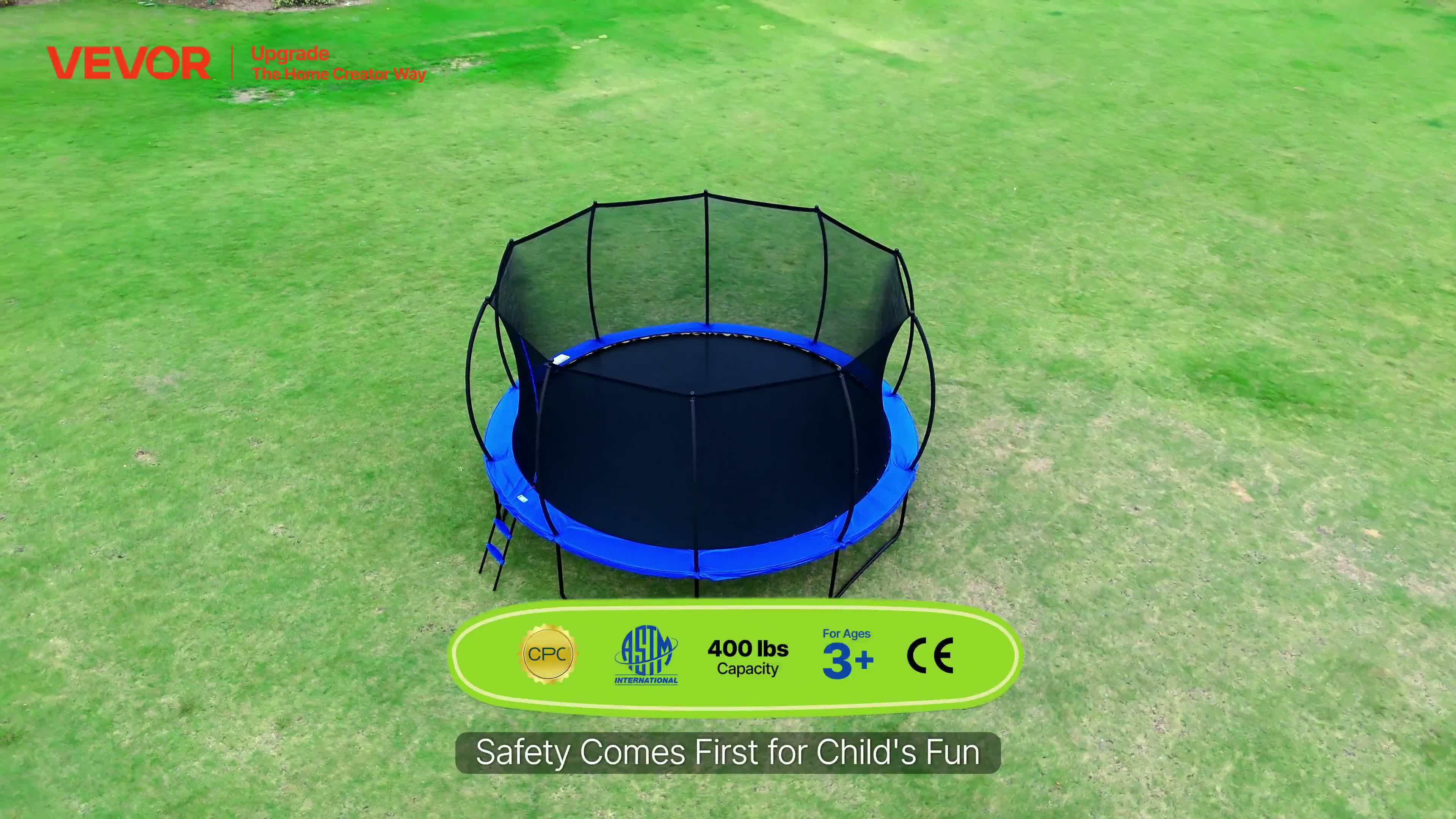 VEVOR Outdoor Trampolin Bodentrampolin 244 x 244 cm mit Produktbild-Vorschau 7