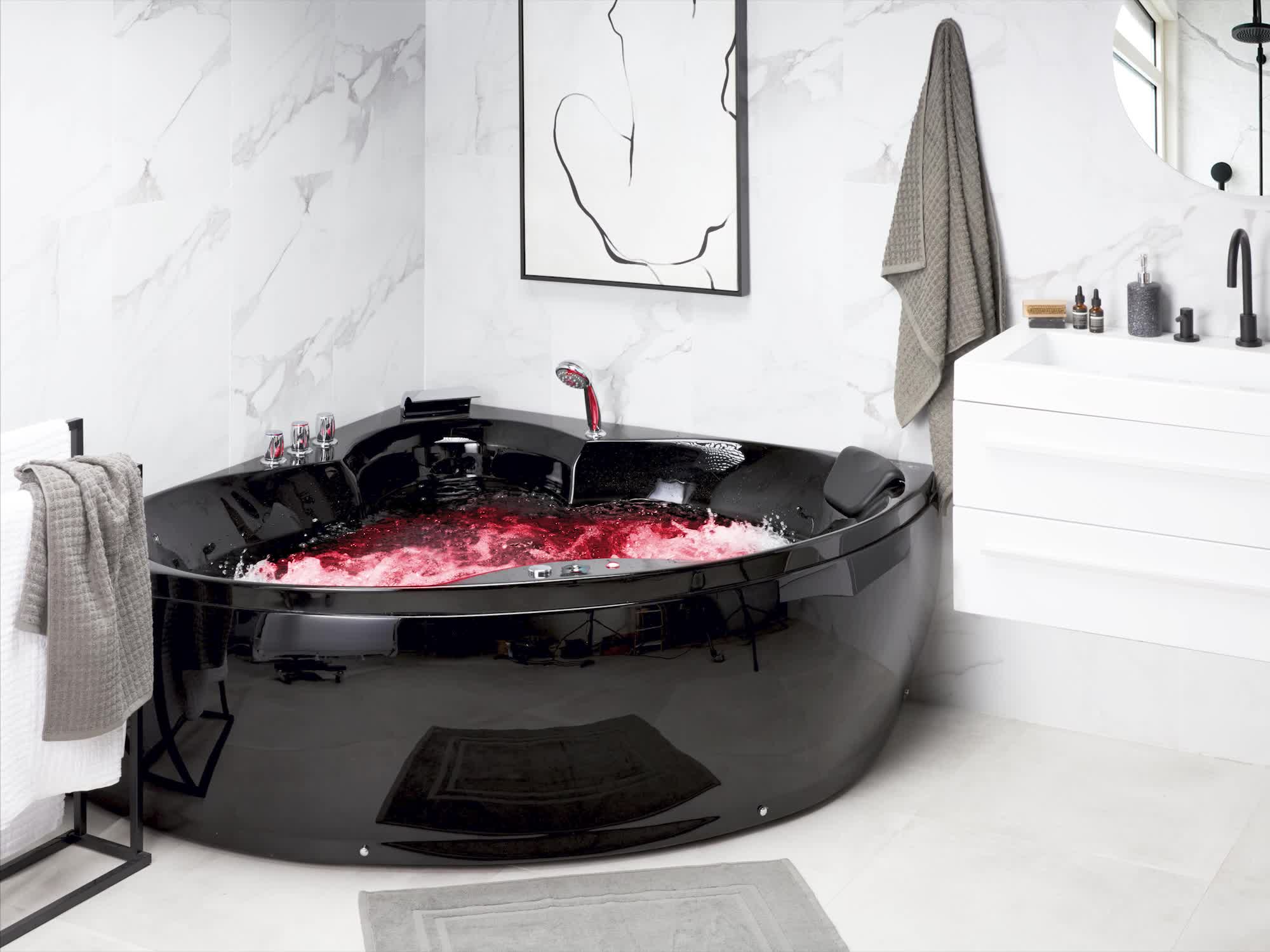 BELIANI Whirlpool-Badewanne in Schwarz 205 x 150 cm aus Produktbild-Vorschau 7